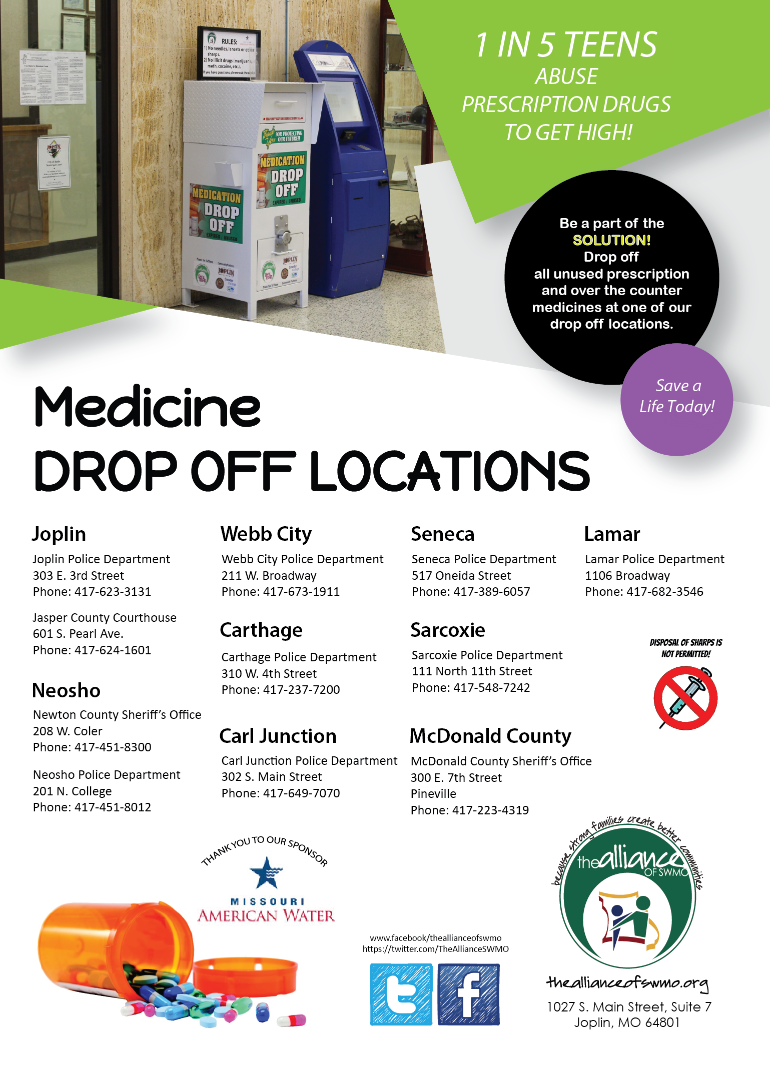 Prescription DropOff Boxes The Alliance of Southwest Missouri
